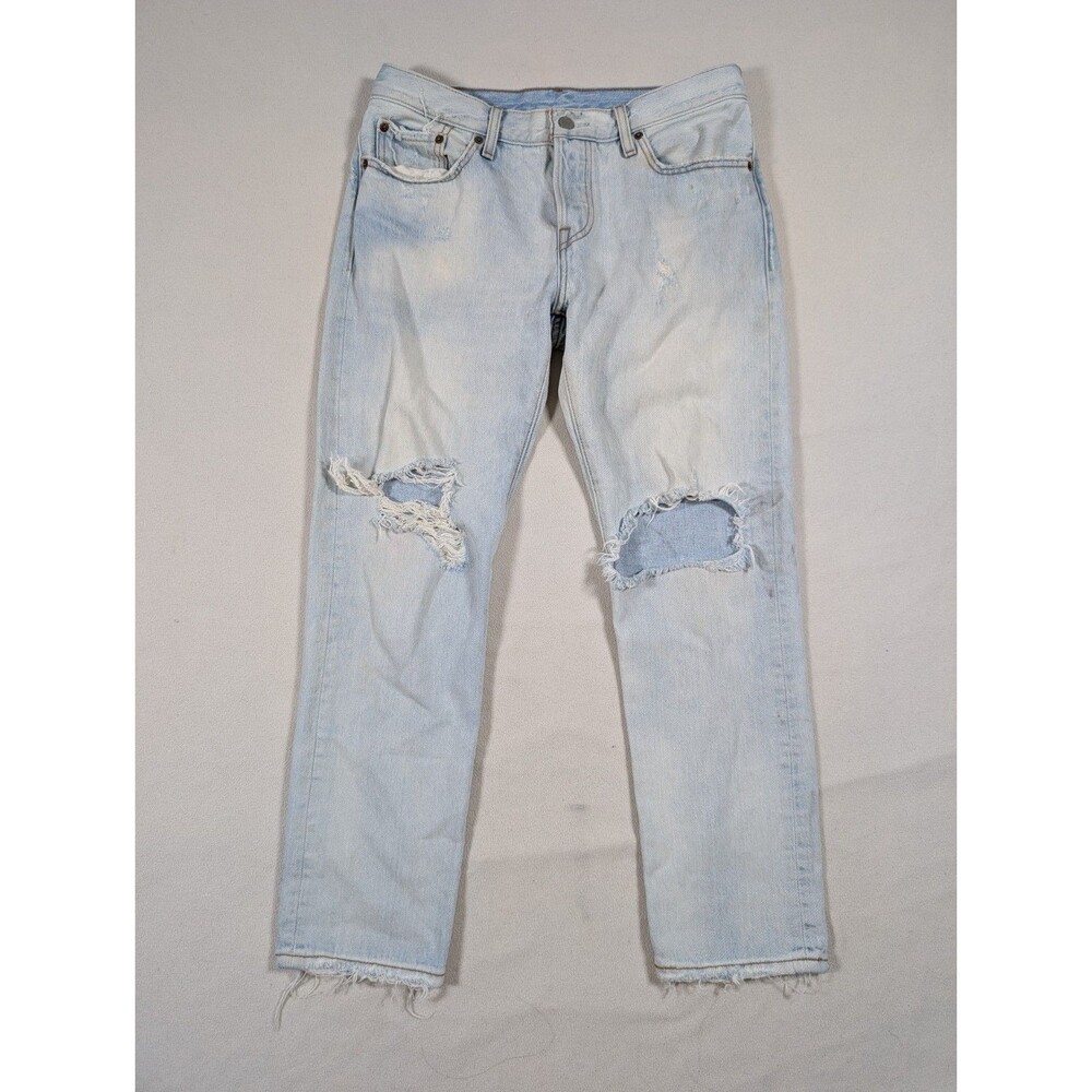 Levi Strauss 501 Jeans Women's 27X28 Light Wash Distressed Button Fly Y2K Denim